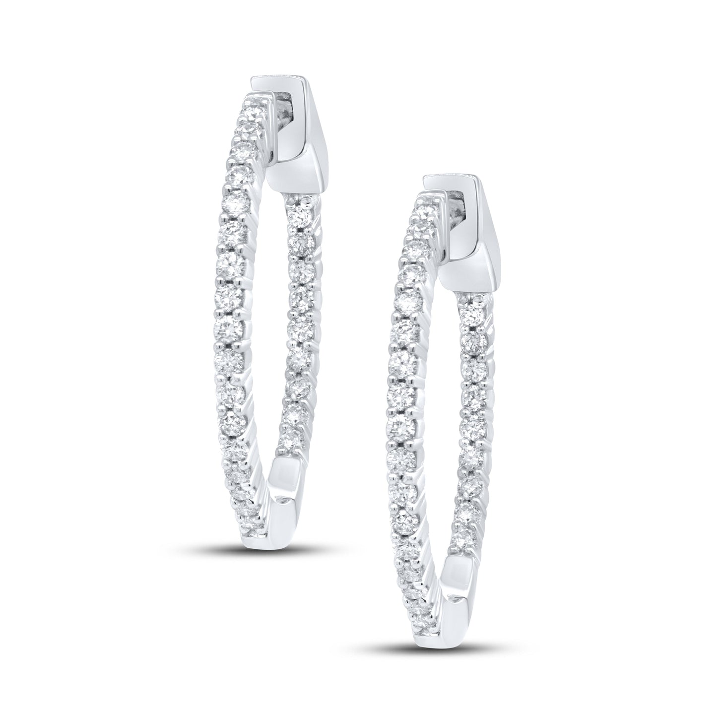 10kt White Gold 0.50 CTW Natural Diamond Hoops