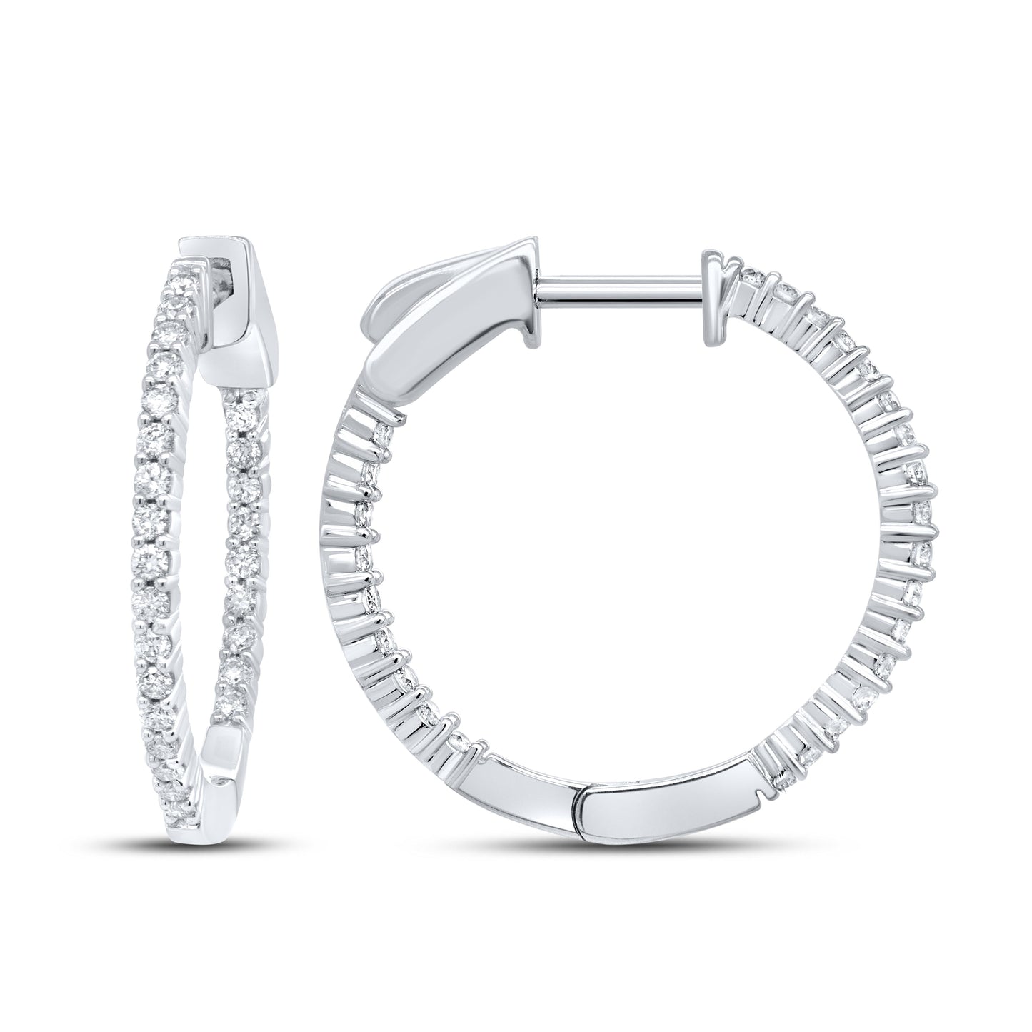 10kt White Gold 0.50 CTW Natural Diamond Hoops
