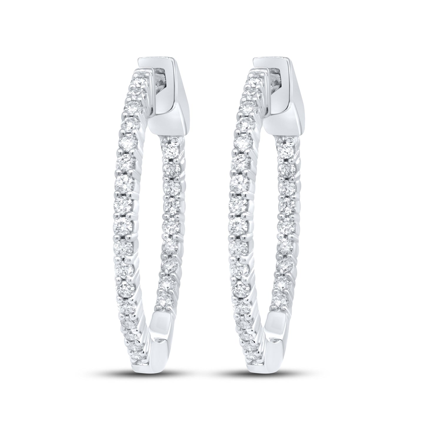 10kt White Gold 0.50 CTW Natural Diamond Hoops