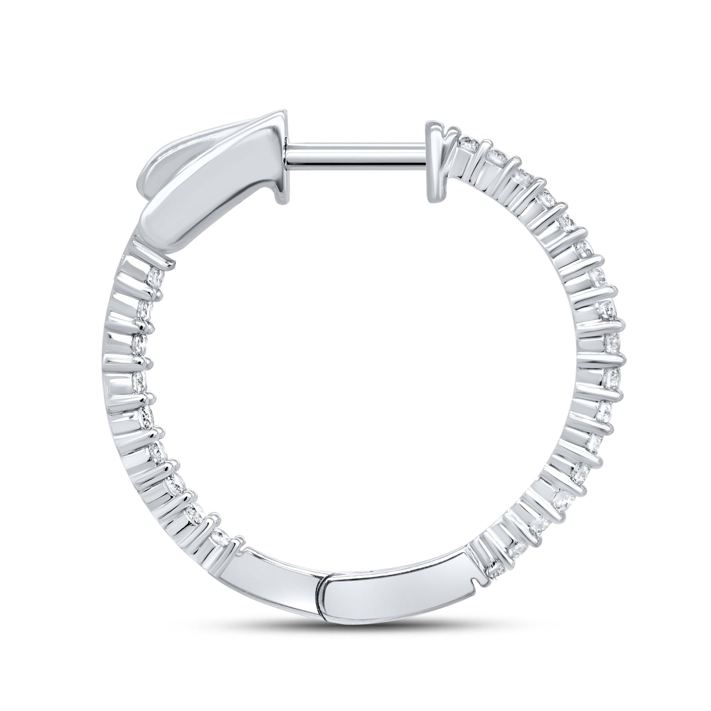 10kt White Gold 0.50 CTW Natural Diamond Hoops
