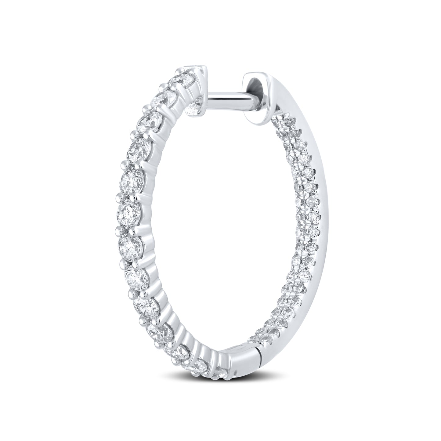 10kt White Gold 1 CTW Natural Diamond Hoops