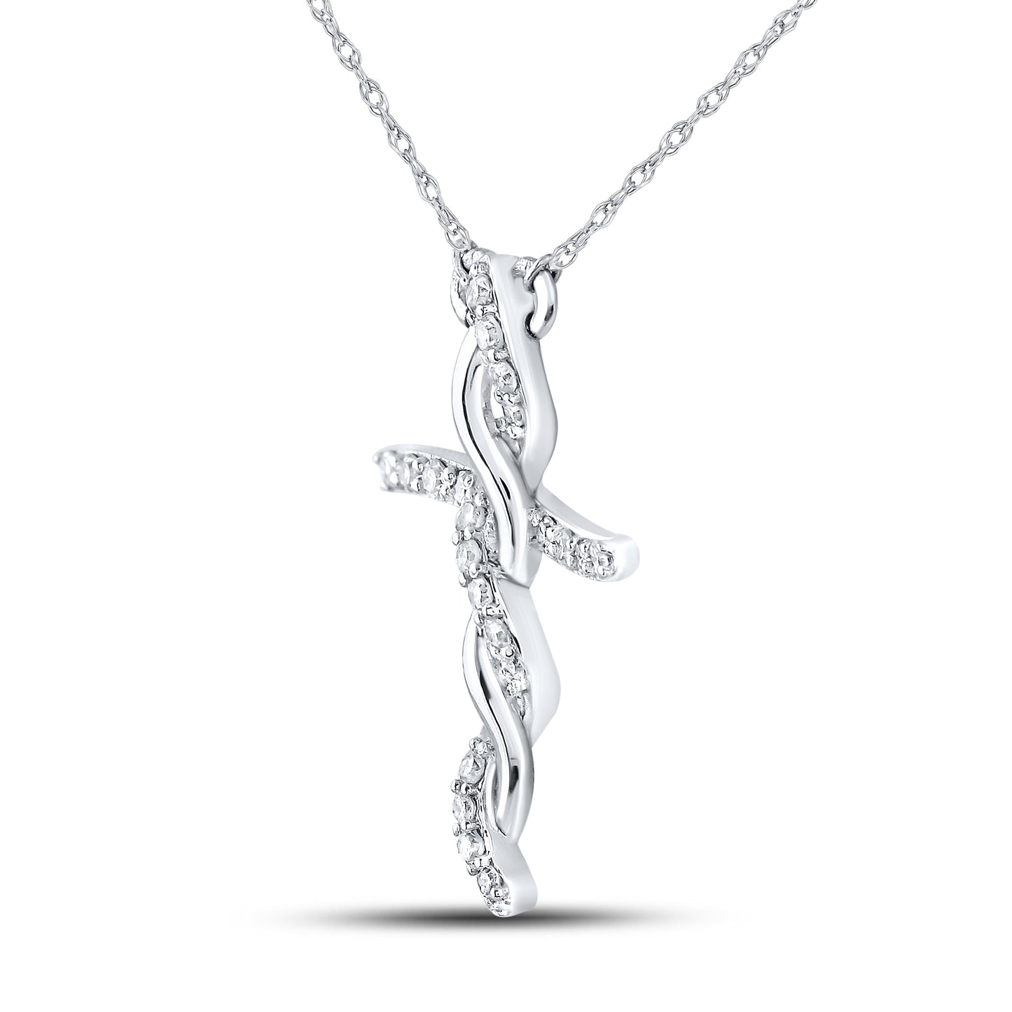 10kt White Gold 0.20 CTW Diamond Pendant With 10kt Chain