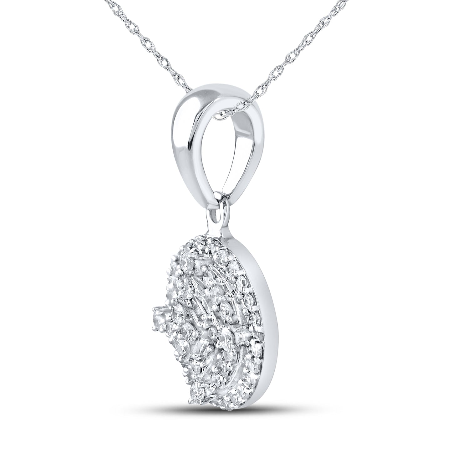 10kt White Gold 0.43 CTW Diamond Pendant With 10kt Chain