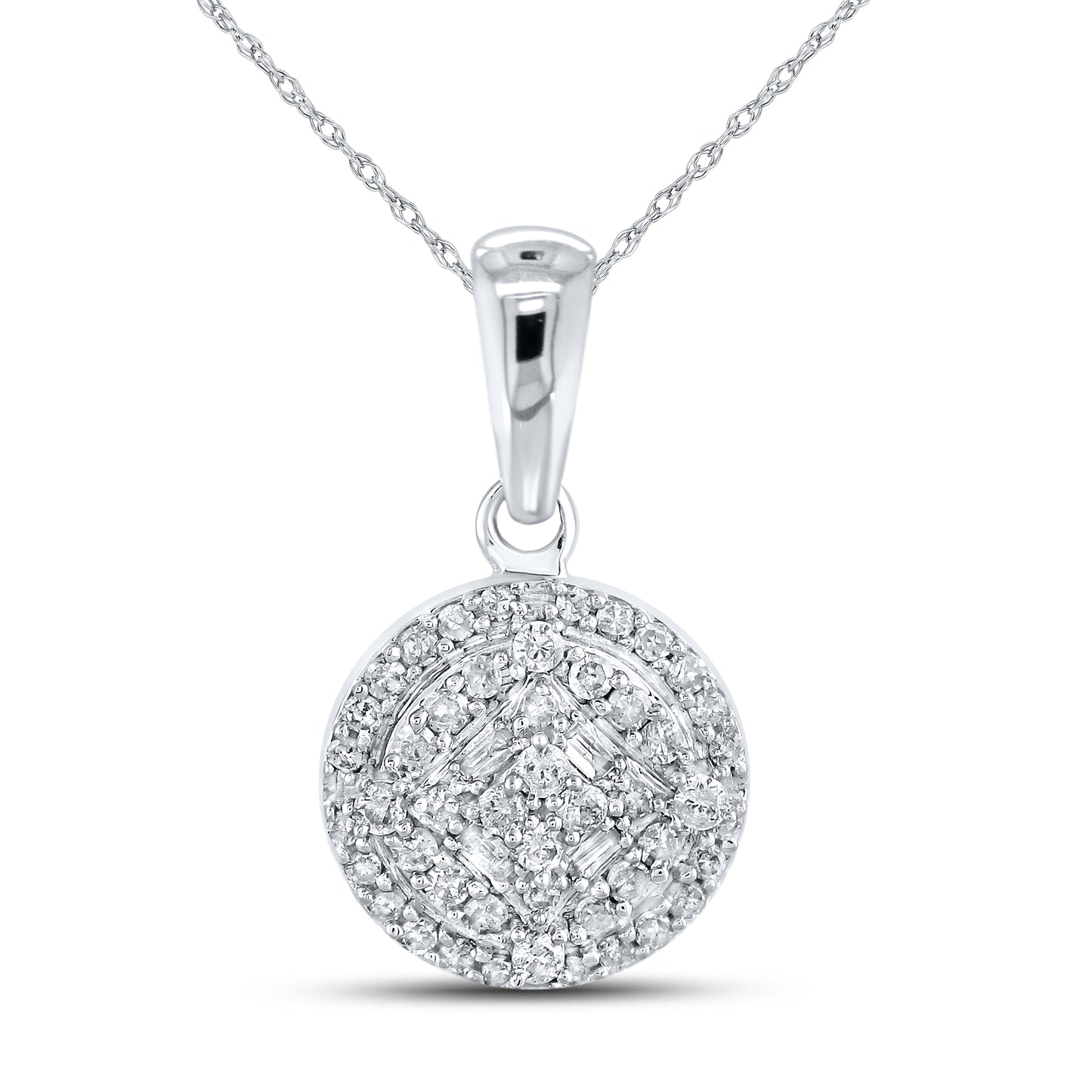 10kt White Gold 0.43 CTW Diamond Pendant With 10kt Chain