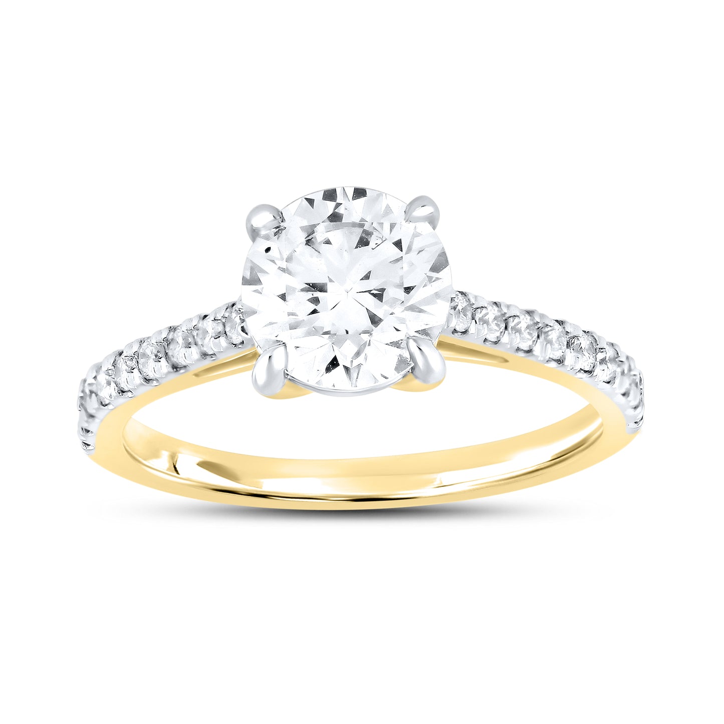 14kt Yellow Gold 1.75 CTW Round Lab Diamond Ring