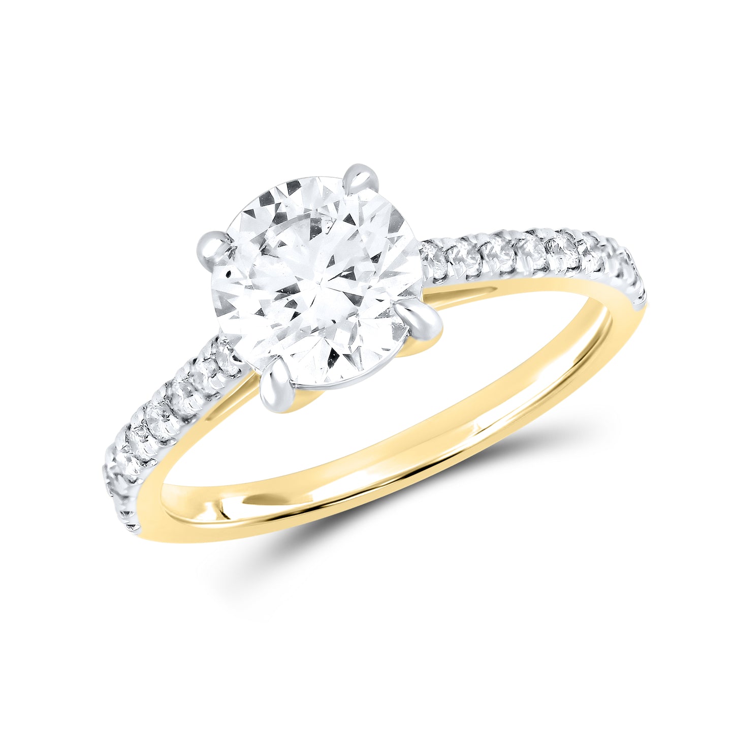 14kt Yellow Gold 1.75 CTW Round Lab Diamond Ring