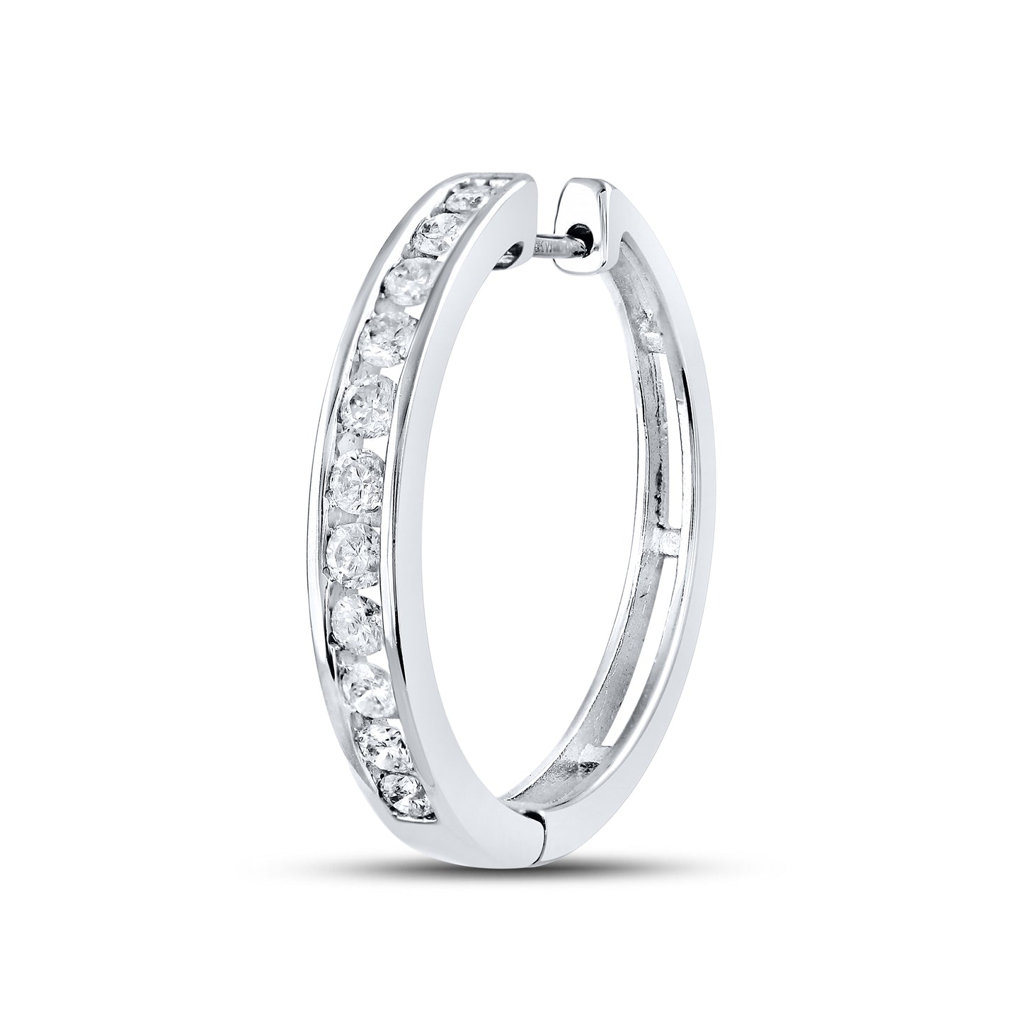 14kt White Gold 1 CTW Natural Diamond Hoops