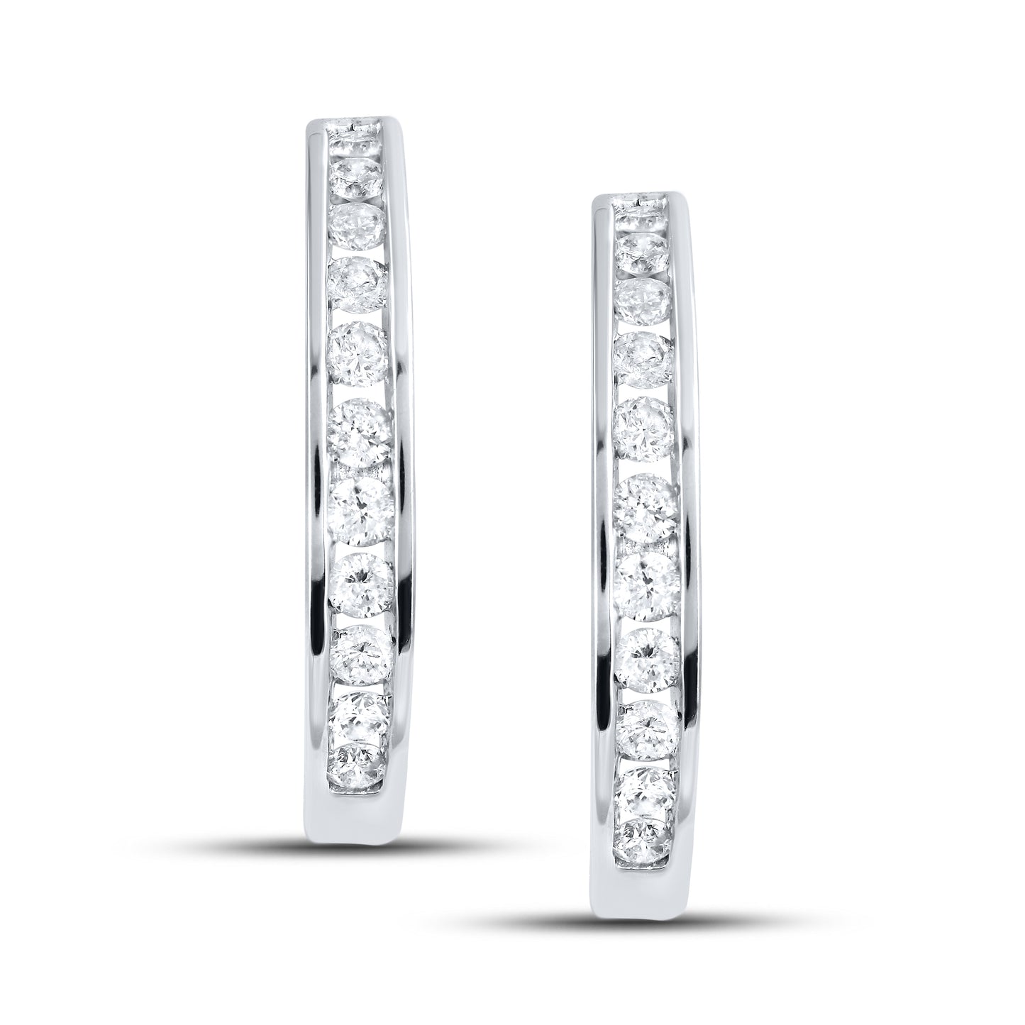 14kt White Gold 1 CTW Natural Diamond Hoops
