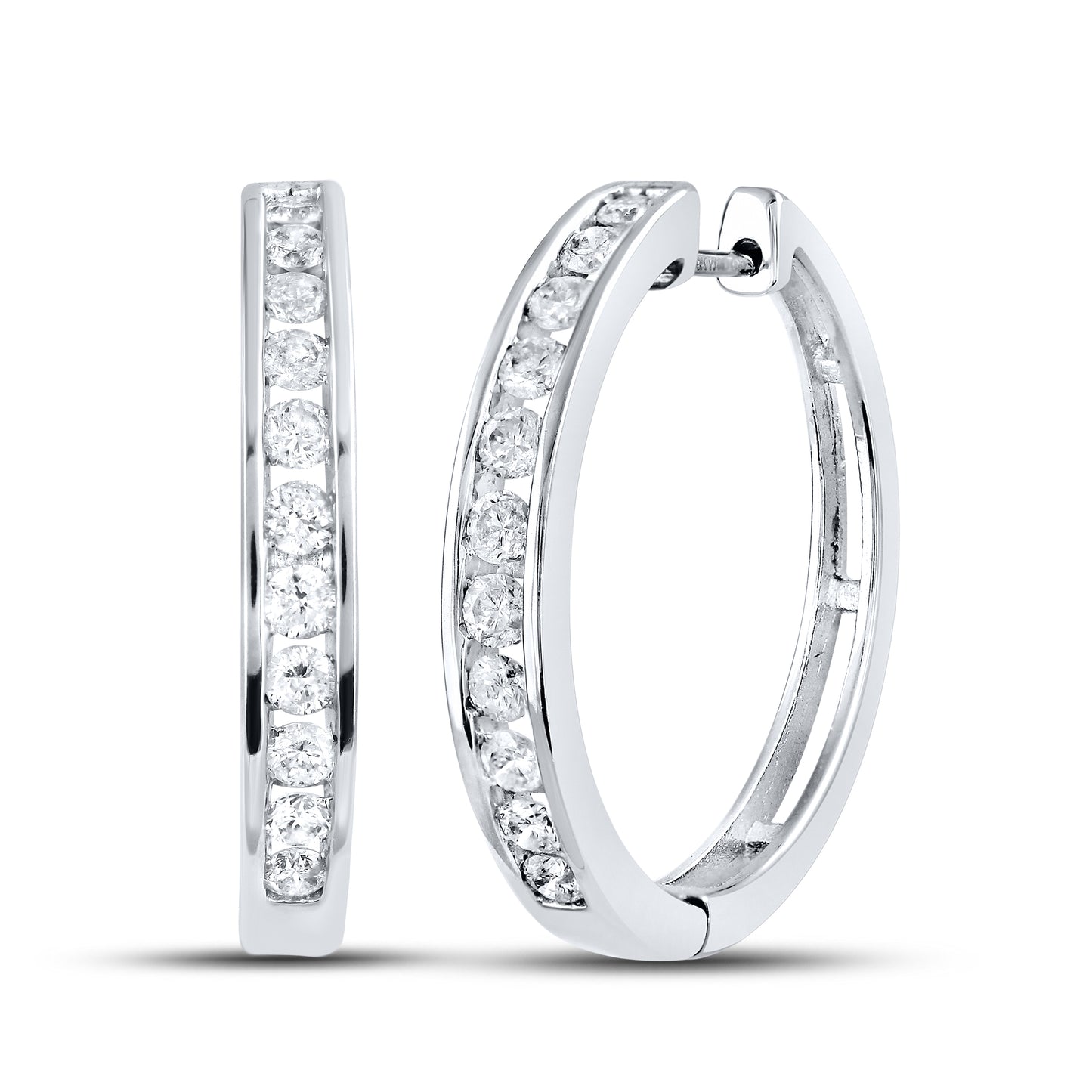 14kt White Gold 1 CTW Natural Diamond Hoops