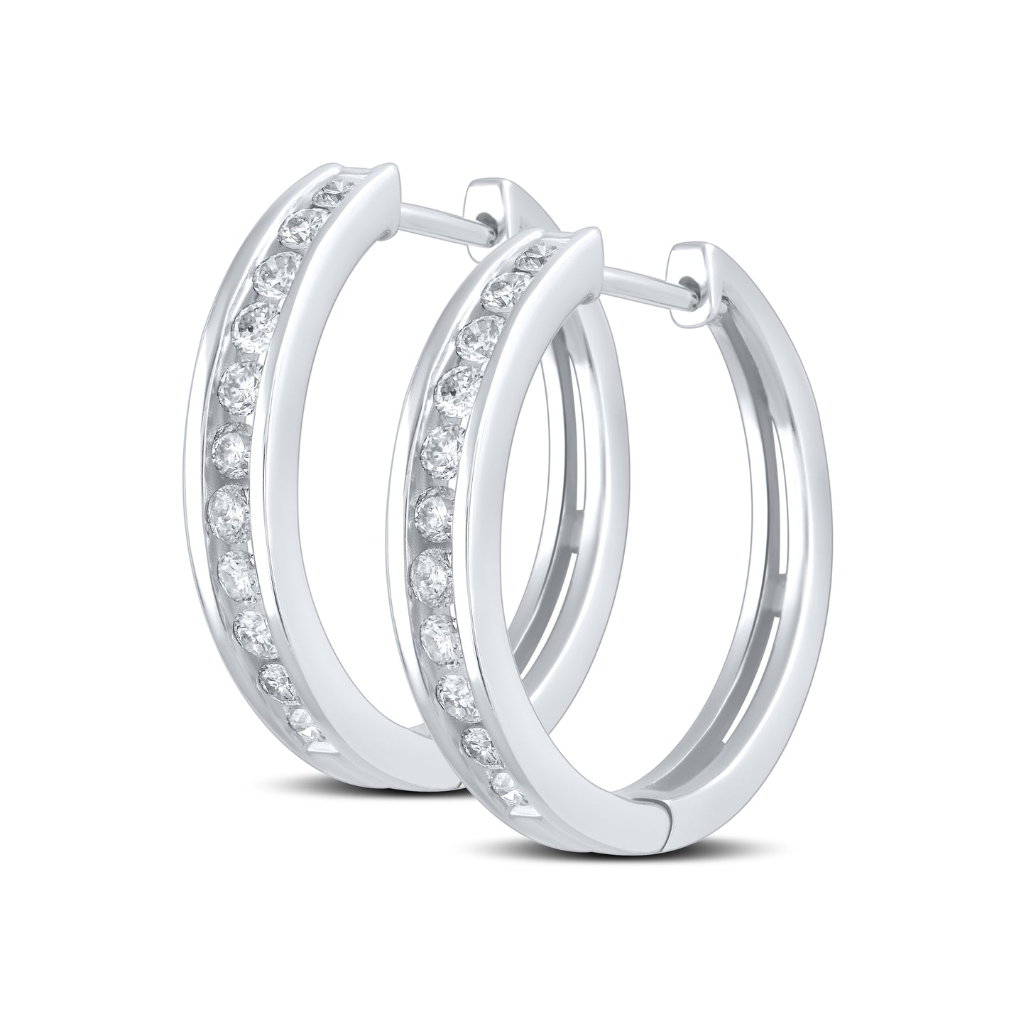 14kt White Gold 0.78 ctw Diamond Hoops