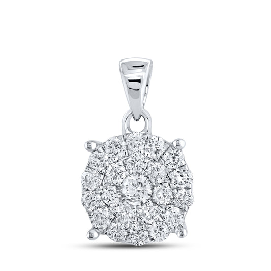 10kt White Gold 1.04 CTW Diamond Pendant With 10kt Chain
