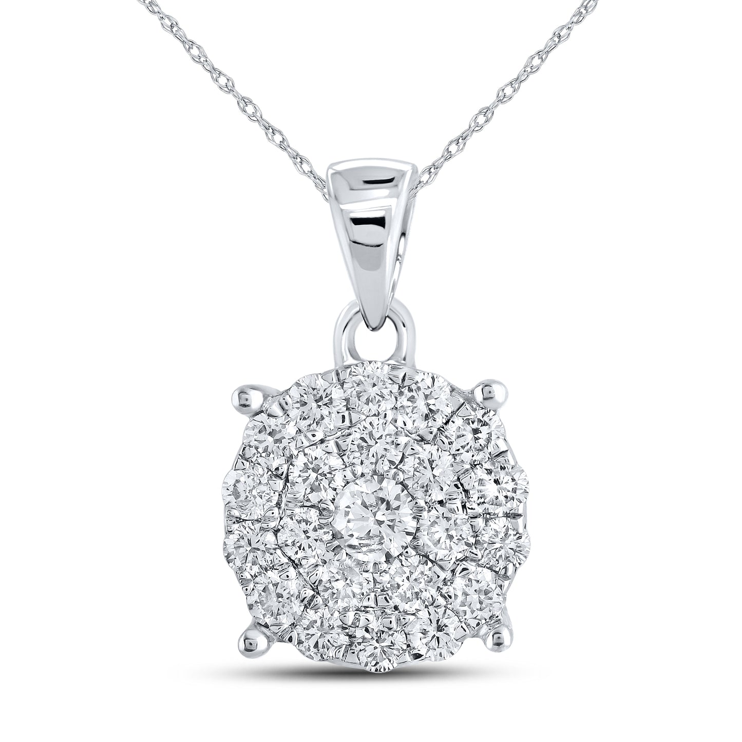 10kt White Gold 1.04 CTW Diamond Pendant With 10kt Chain
