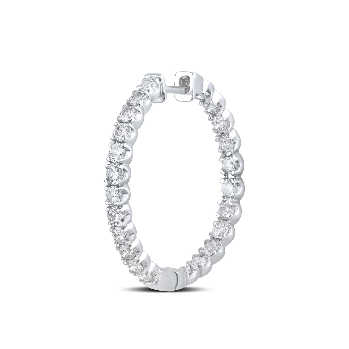 10kt White Gold 3.97 CTW Natural Diamond Hoops