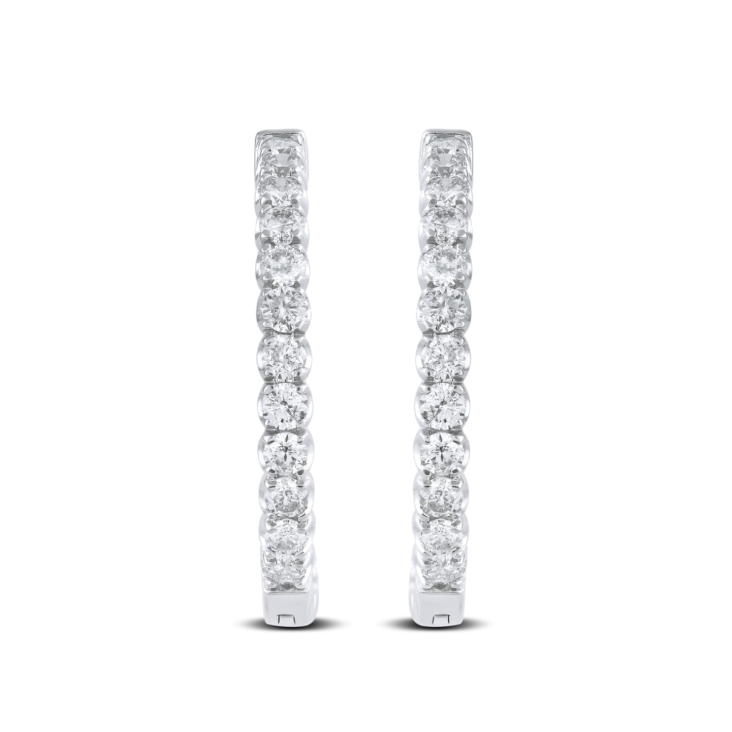 10kt White Gold 3.97 CTW Natural Diamond Hoops