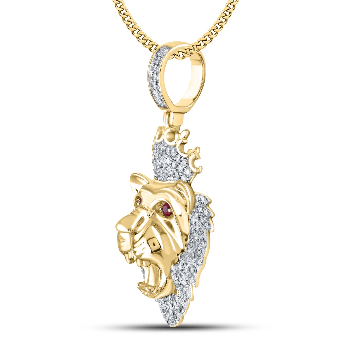 10kt Yellow Gold 1.33 CTW King Lion Diamond Charm