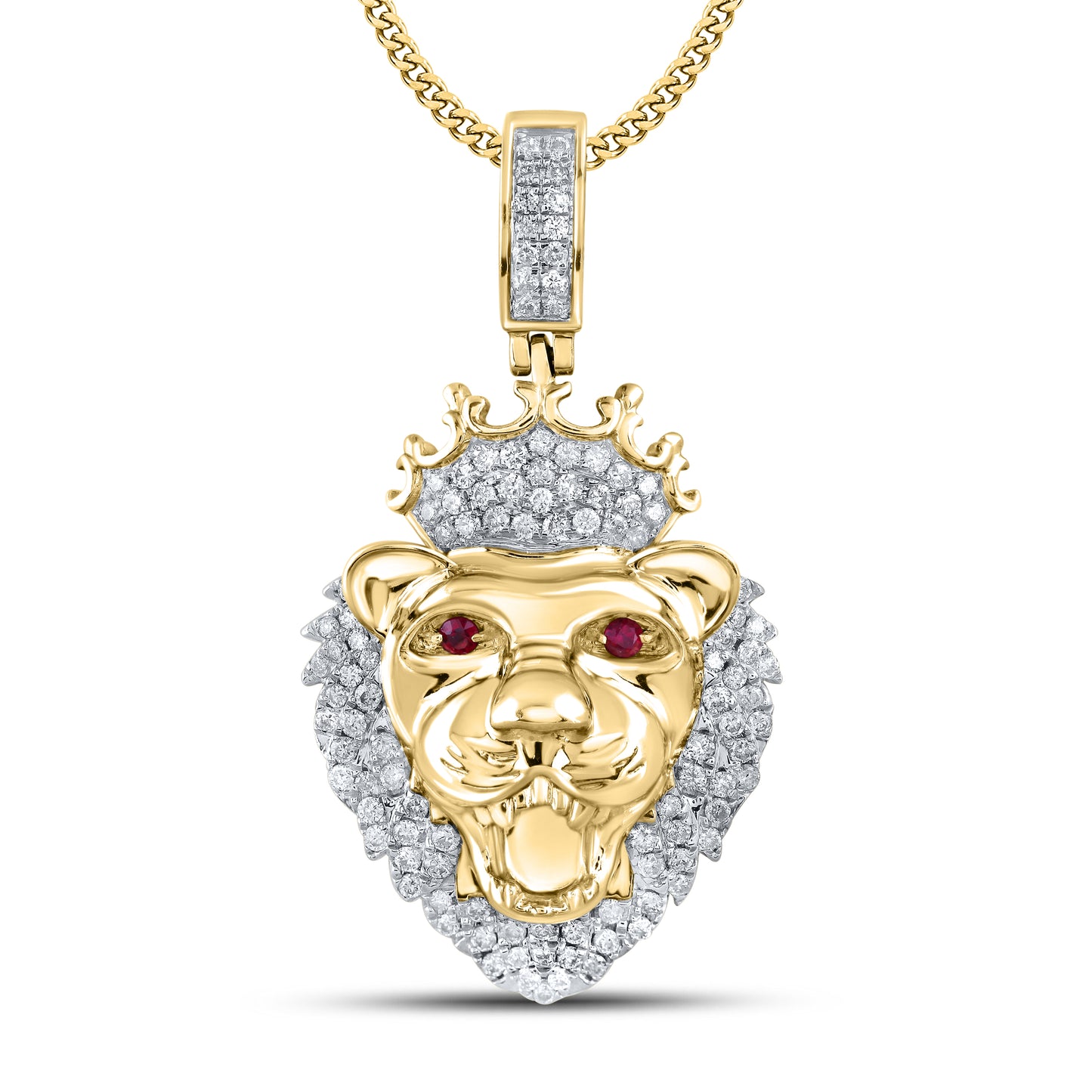 10kt Yellow Gold 1.33 CTW King Lion Diamond Charm