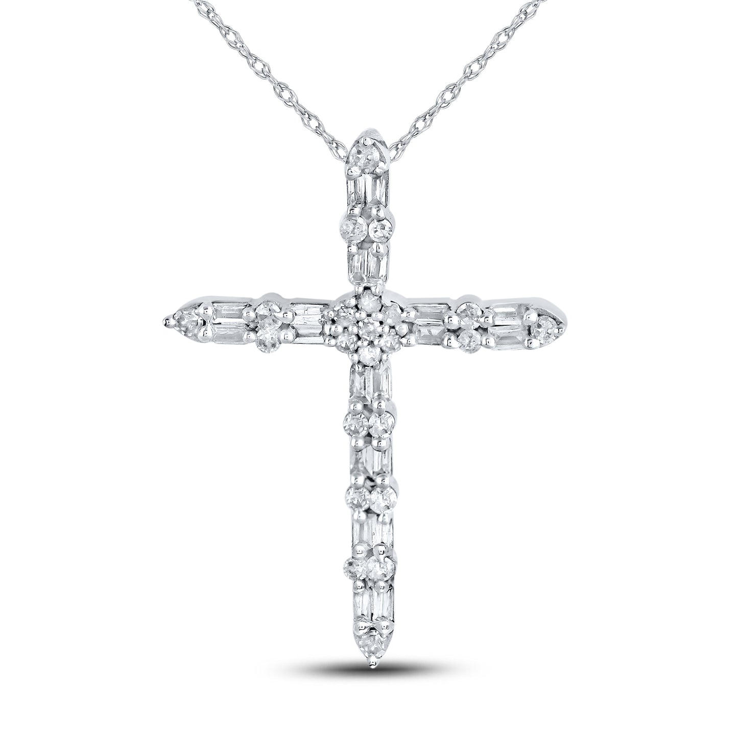 10kt White Gold 0.18 CTW Diamond Pendant with White Gold Chain