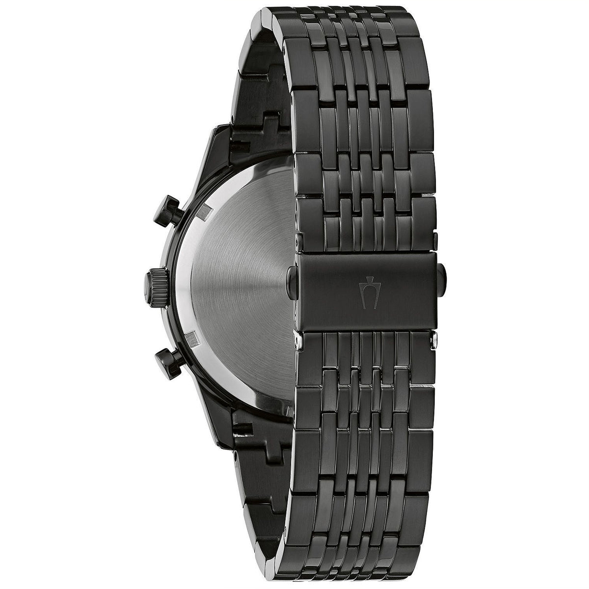 Bulova Men`s Quartz Chronograph Calendar Black Stainless Steel Watch 42MM