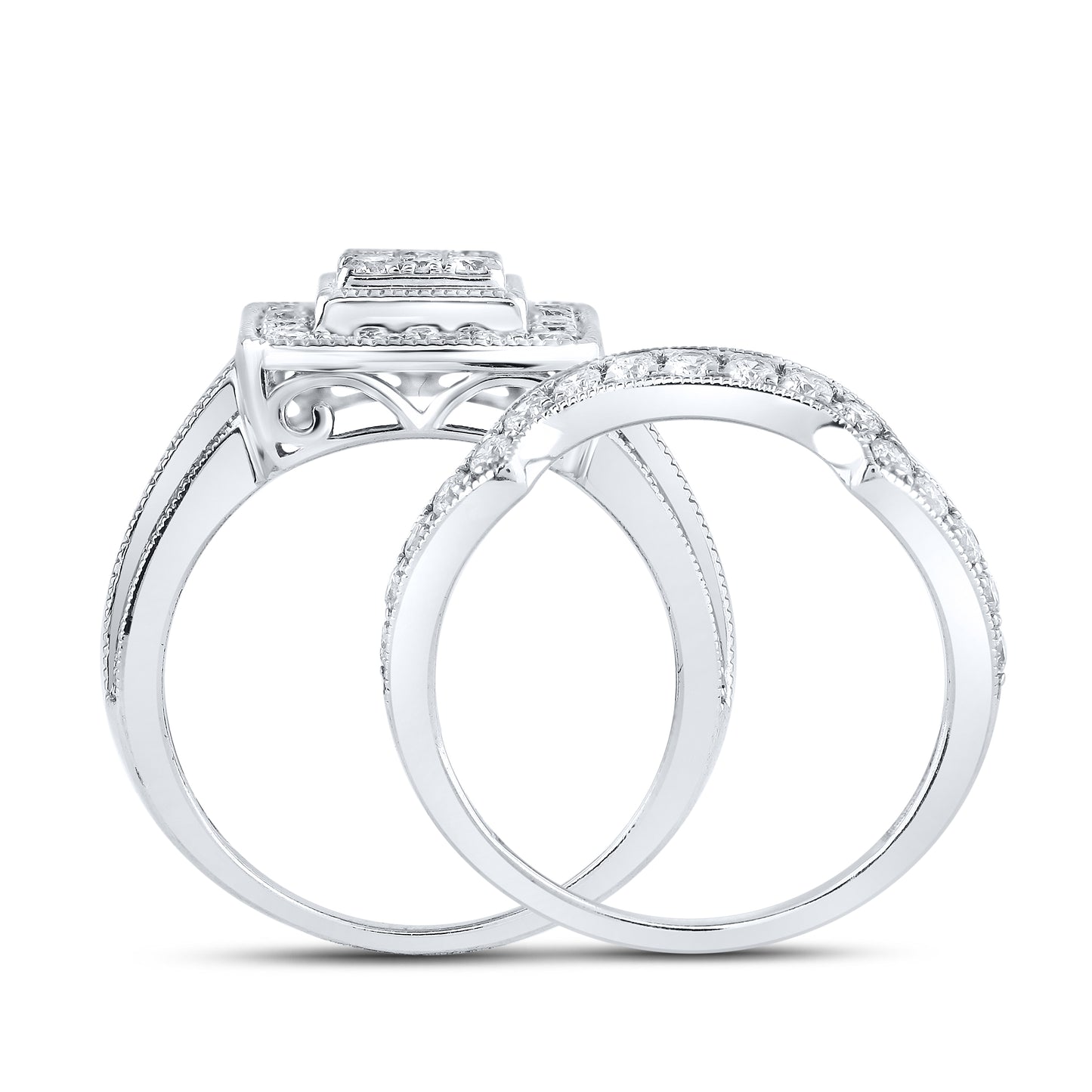 10kt White Gold 1.26 CTW Natural Diamond Bridal Set