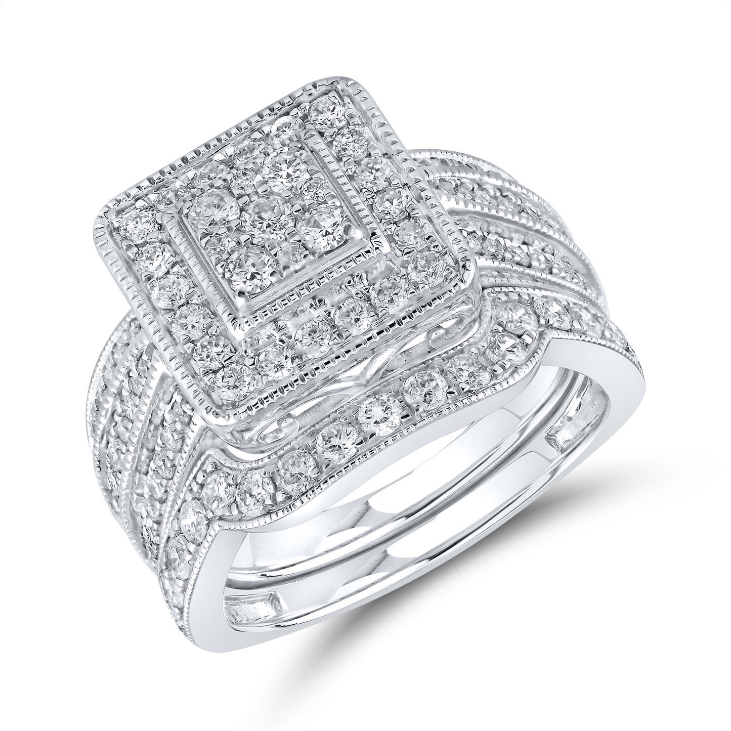 10kt White Gold 1.26 CTW Natural Diamond Bridal Set