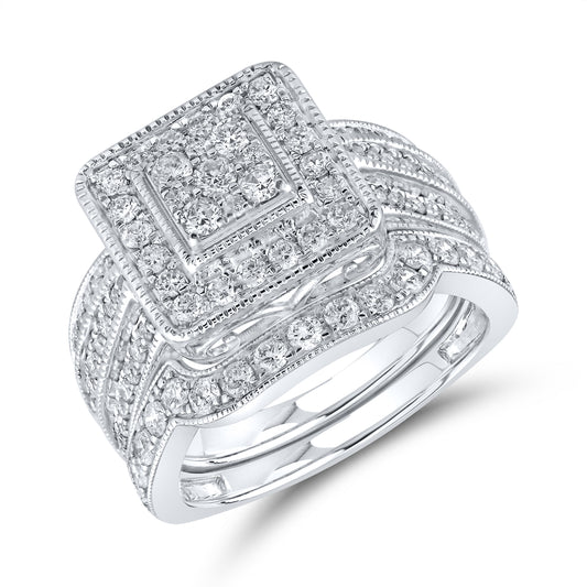 10kt White Gold 1.26 CTW Natural Diamond Bridal Set