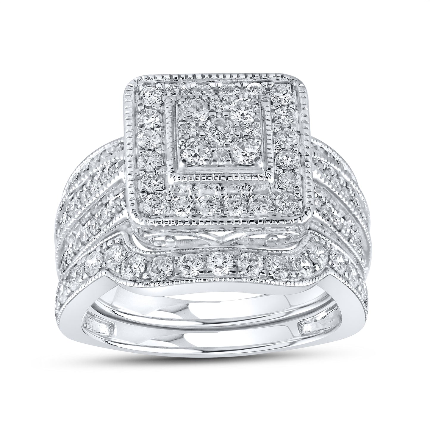 10kt White Gold 1.26 CTW Natural Diamond Bridal Set