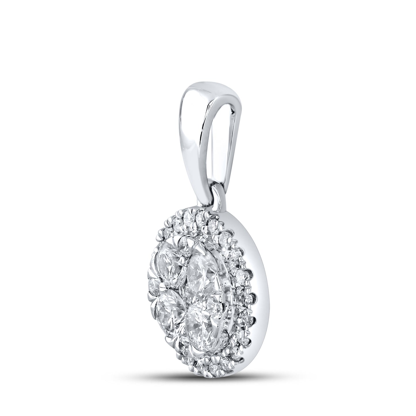 14kt White Gold 0.50 CTW Diamond Pendant With 10kt Chain
