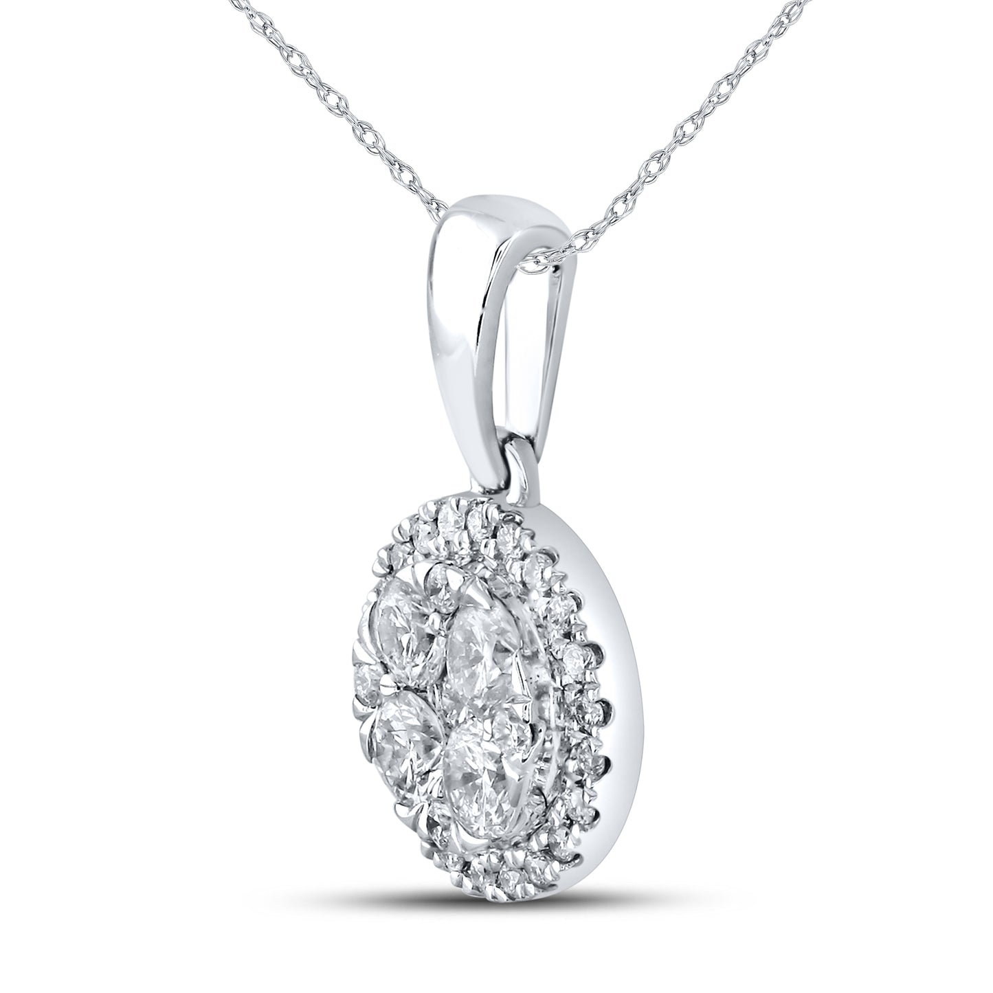 14kt White Gold 0.50 CTW Diamond Pendant With 10kt Chain