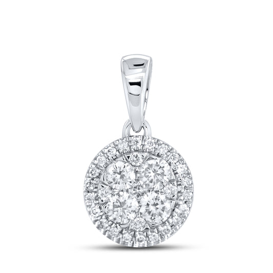 14kt White Gold 0.50 CTW Diamond Pendant With 10kt Chain