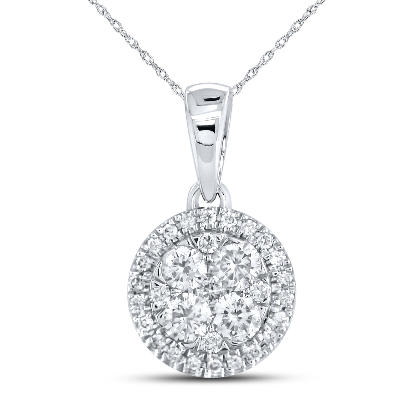 14kt White Gold 0.50 CTW Diamond Pendant With 10kt Chain