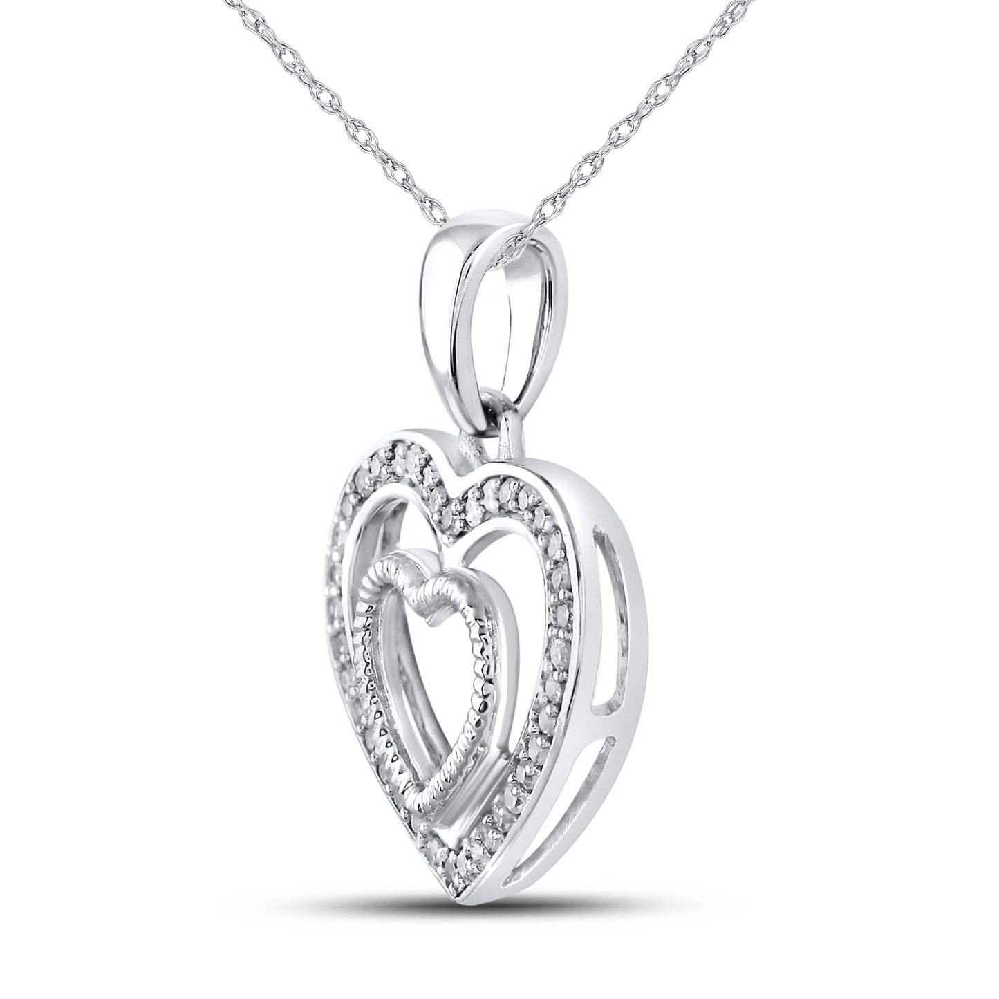 10kt White Gold 1/10 CTW Diamond Pendant With 10kt Chain