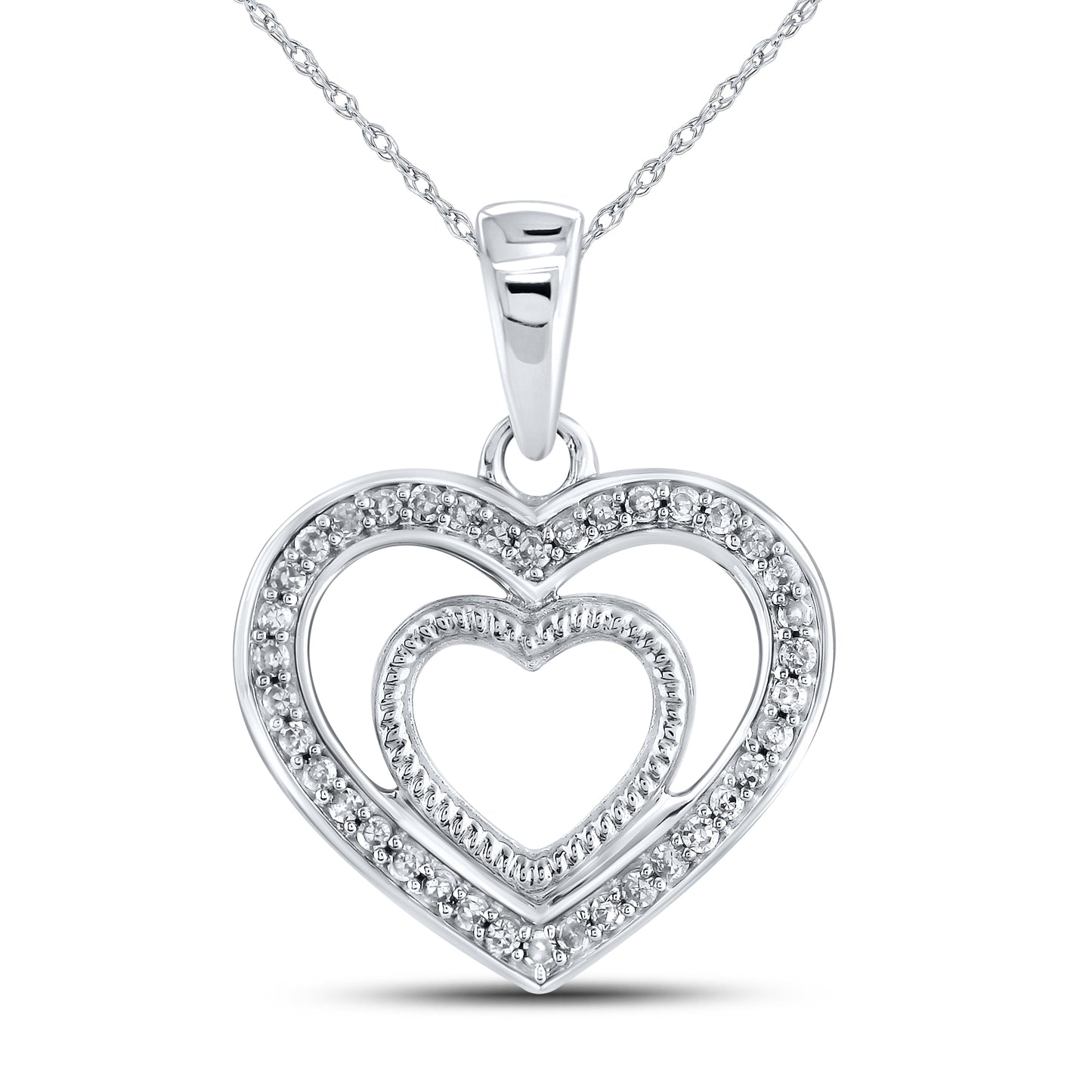 10kt White Gold 1/10 CTW Diamond Pendant With 10kt Chain