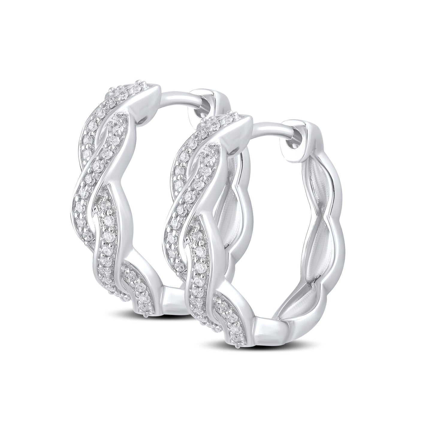14kt White Gold 0.16 CTW Natural Diamond Hoops