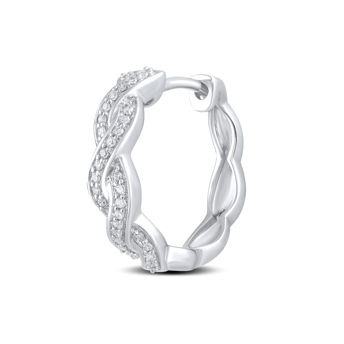 14kt White Gold 0.16 CTW Natural Diamond Hoops