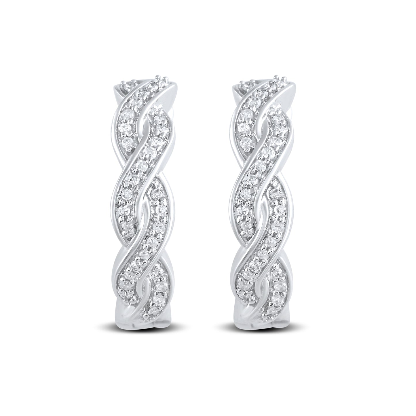 14kt White Gold 0.16 CTW Natural Diamond Hoops