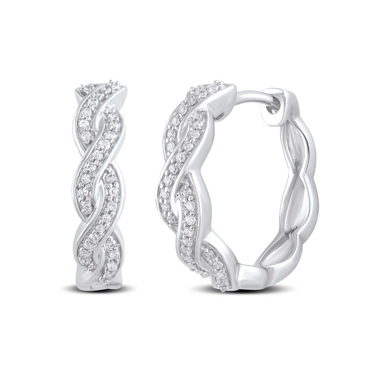 14kt White Gold 0.16 CTW Natural Diamond Hoops