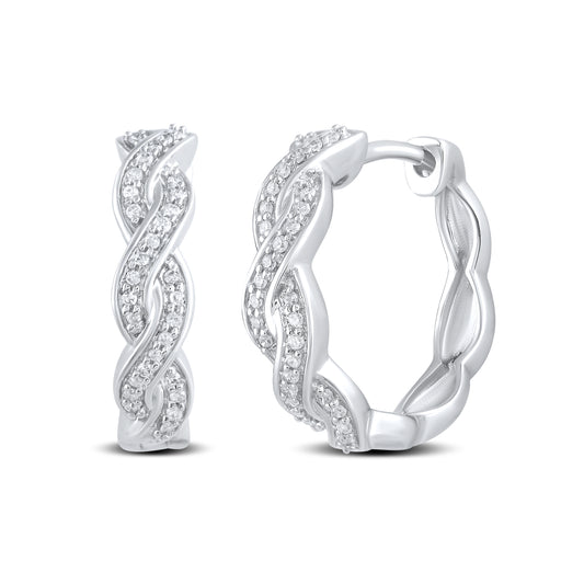 14kt White Gold 0.16 CTW Natural Diamond Hoops