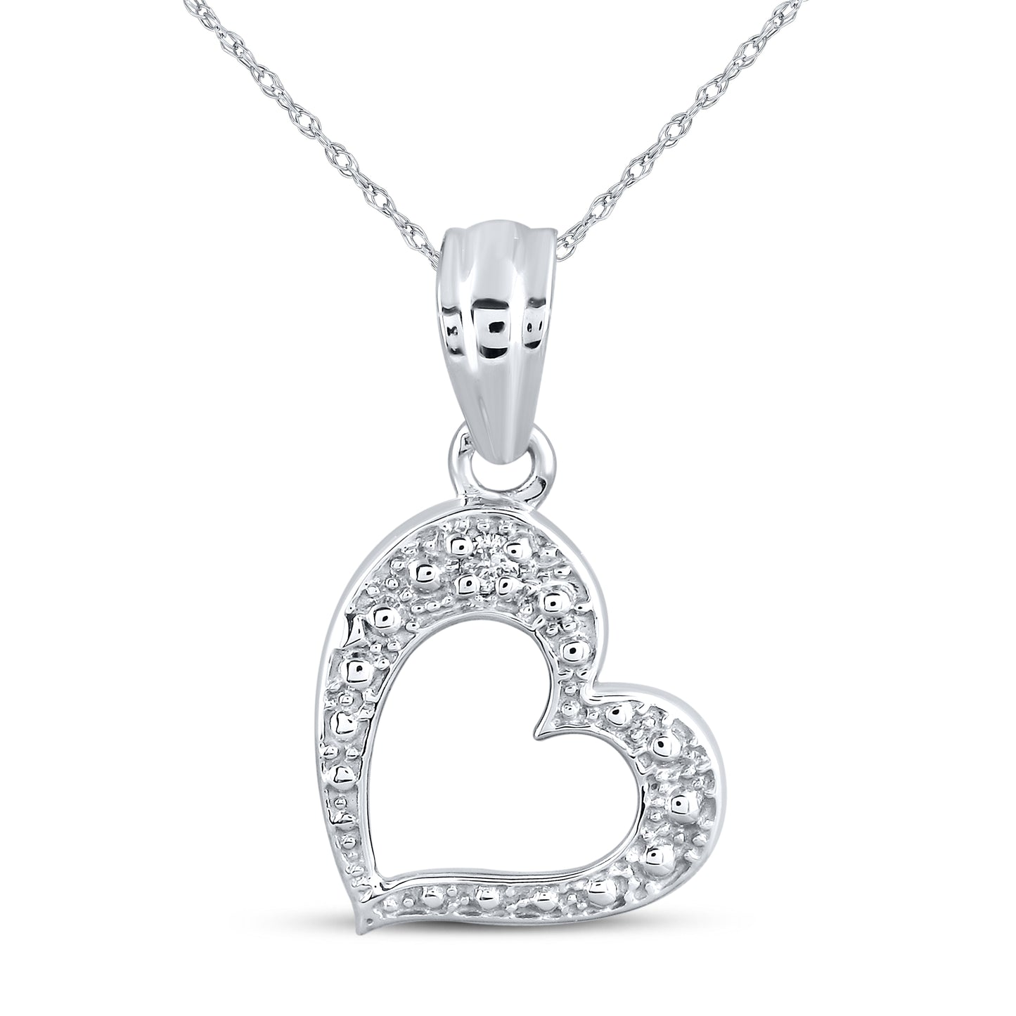14kt White Gold 0.01 CTW Diamond Pendant With 10kt Chain