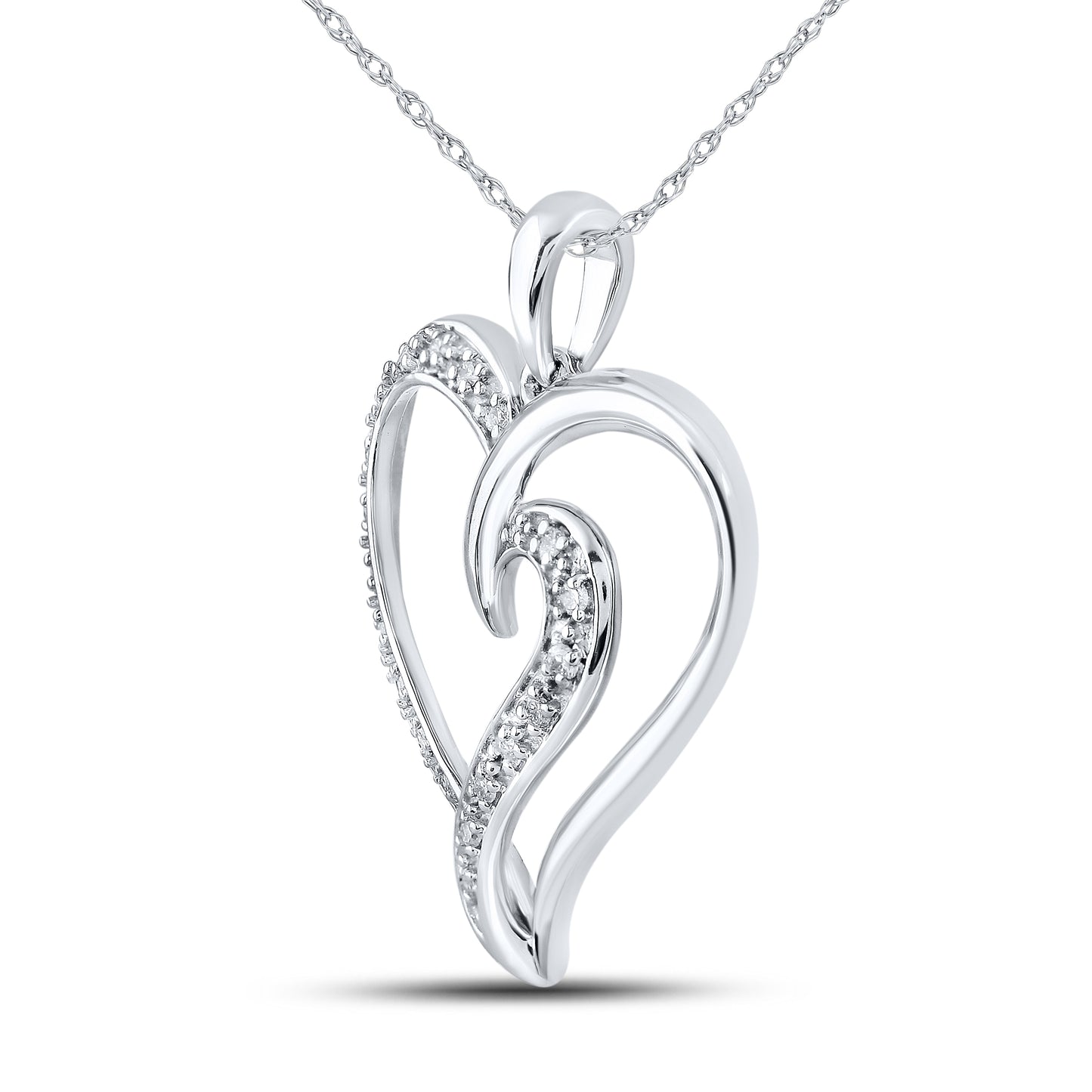 14kt White Gold 0.10 CTW Diamond Pendant With 14kt Chain