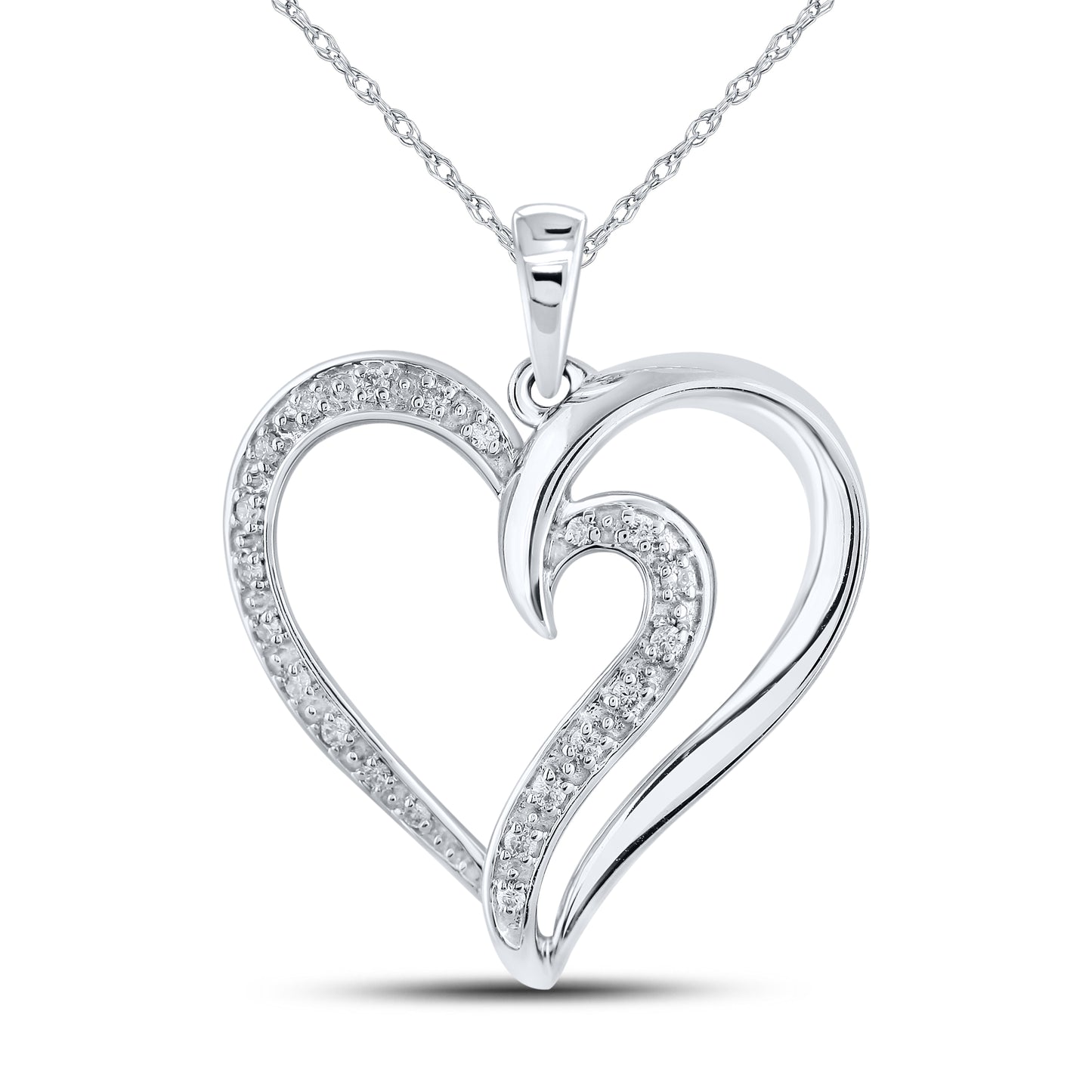 14kt White Gold 0.10 CTW Diamond Pendant With 14kt Chain