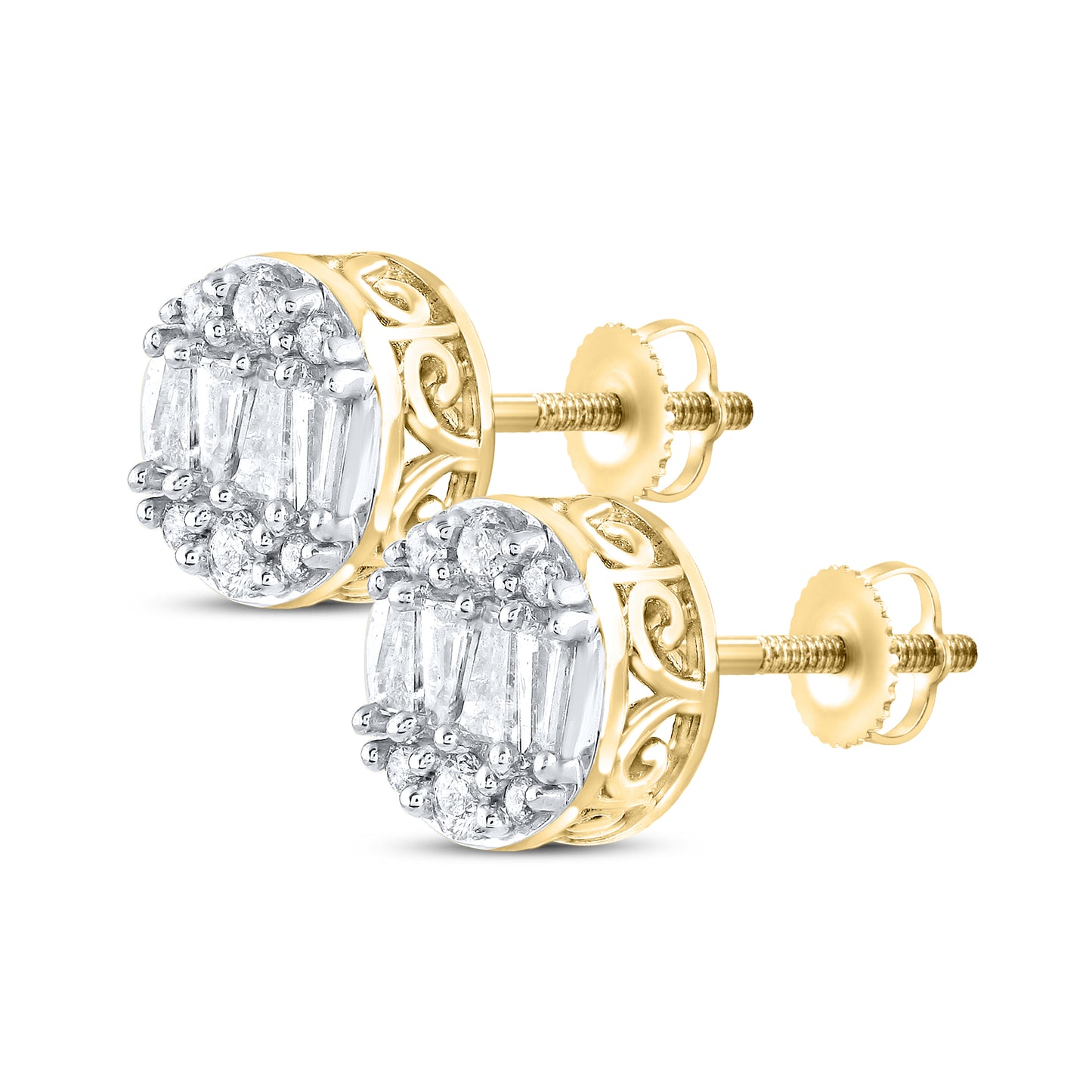 10kt Yellow Gold 0.75 CTW Natural Diamond Earrings