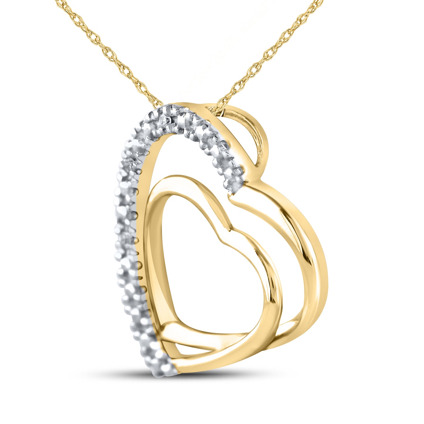 10kt Yellow Gold 0.25 CTW Diamond Pendant With 10kt Chain