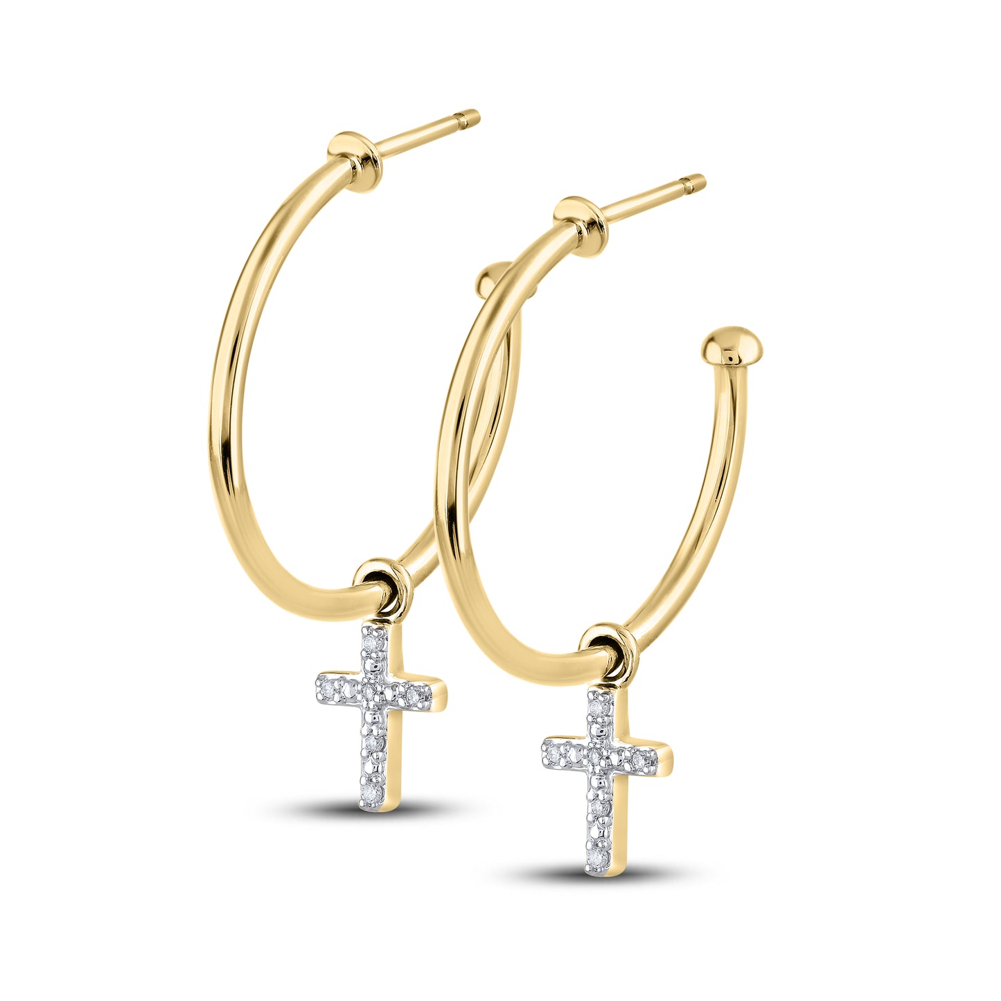 14kt Yellow Gold 0.05 CTW Natural Diamond Hoops