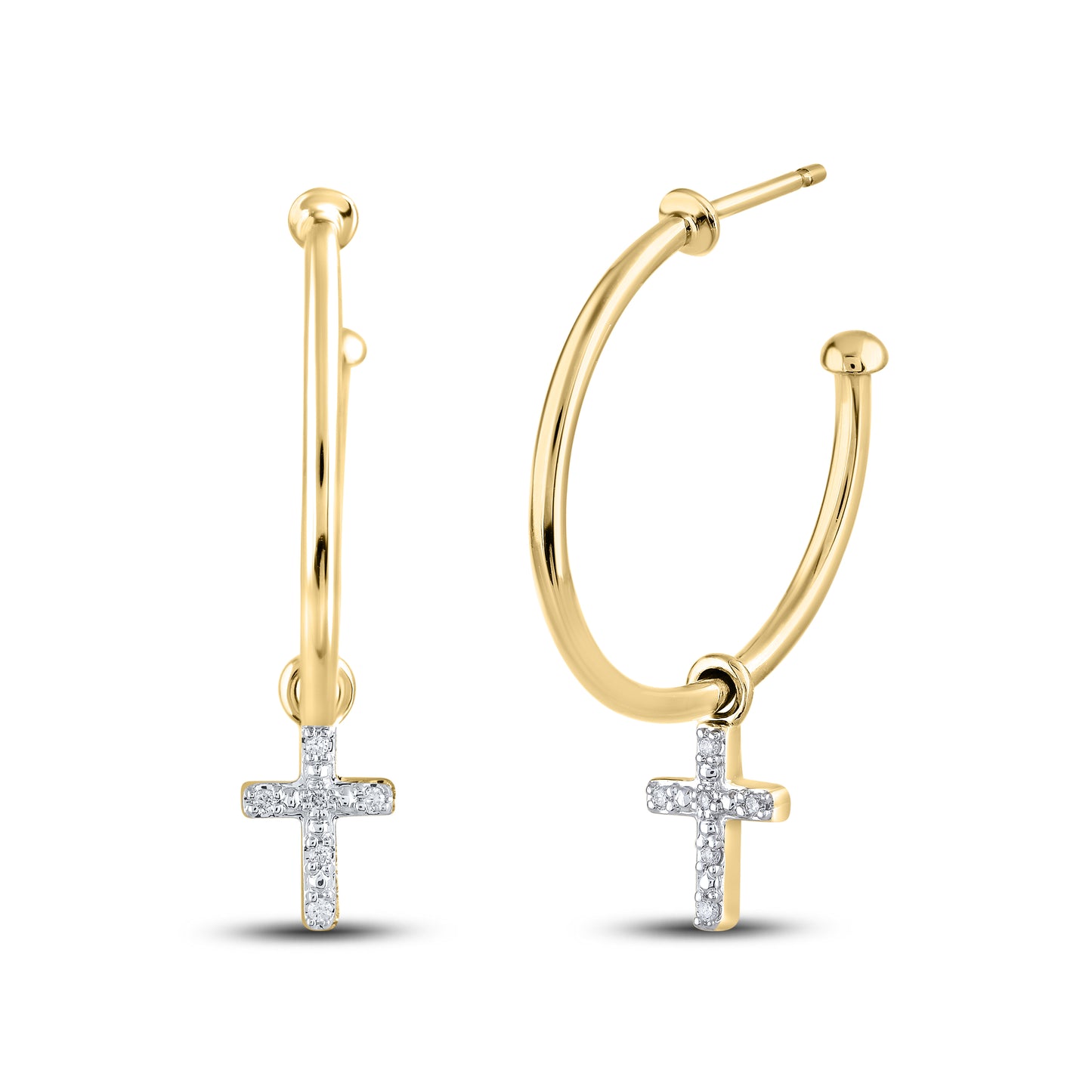 14kt Yellow Gold 0.05 CTW Natural Diamond Hoops