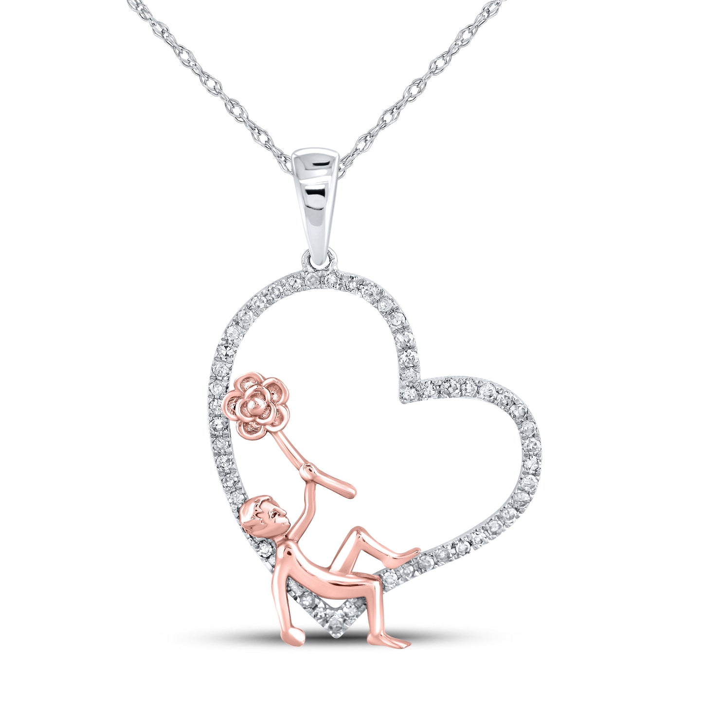 10kt White Gold 0.20 CTW Diamond Pendant With 10kt Chain