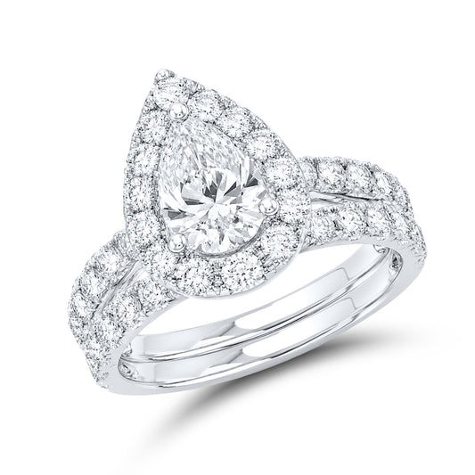 14kt White Gold 3 CTW Teardrop Lab Diamond Ring