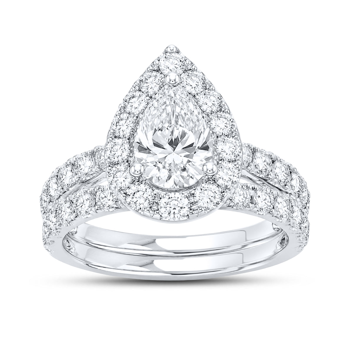 14kt White Gold 3 CTW Teardrop Lab Diamond Ring