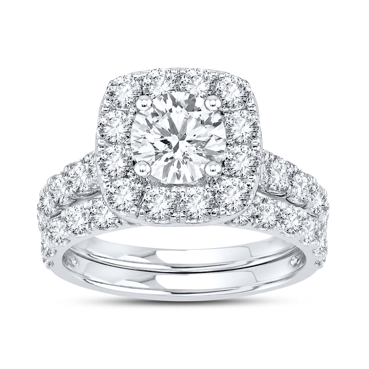 14kt White Gold 3.02 CTW Cushion Cut Lab Diamond Ring