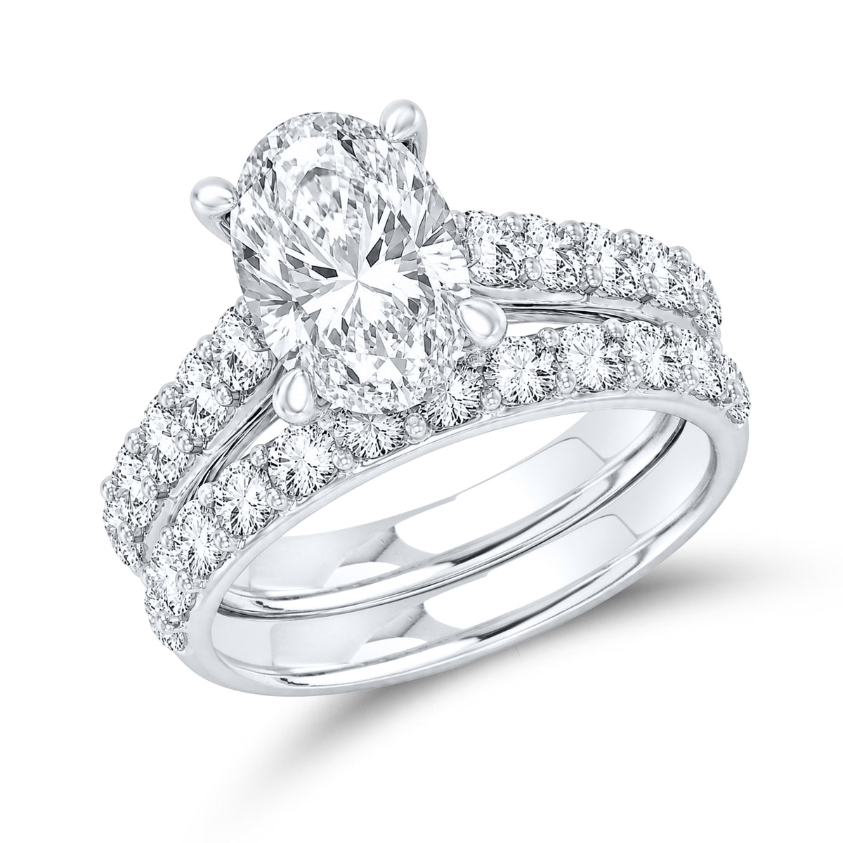 14kt White Gold 5.02 CTW Oval Lab Diamond Ring
