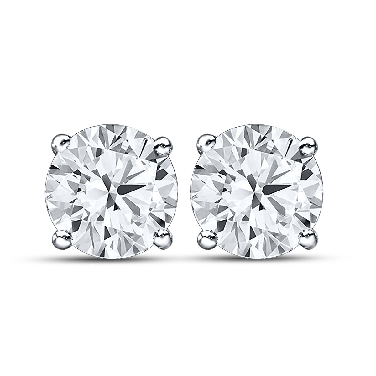 10kt White Gold 2 CTW Round Lab Diamond Earrings